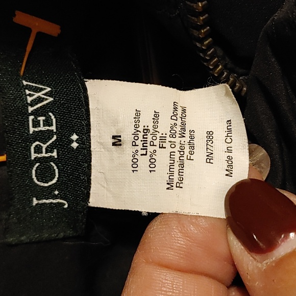J Crew Down Puffer Jacket Sz.M Black - Picture 8 of 8